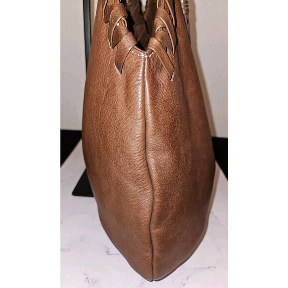 Donald J Pliner Marquis Brown Leather Hobo Handbag 21x15x5 - Picture 9 of 16